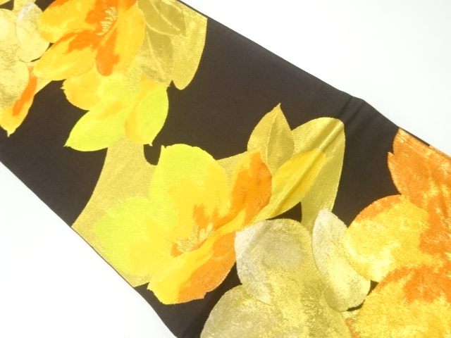 JAPANESE KIMONO / ANTIQUE FUKURO OBI / SILK / WOVEN FLOWER